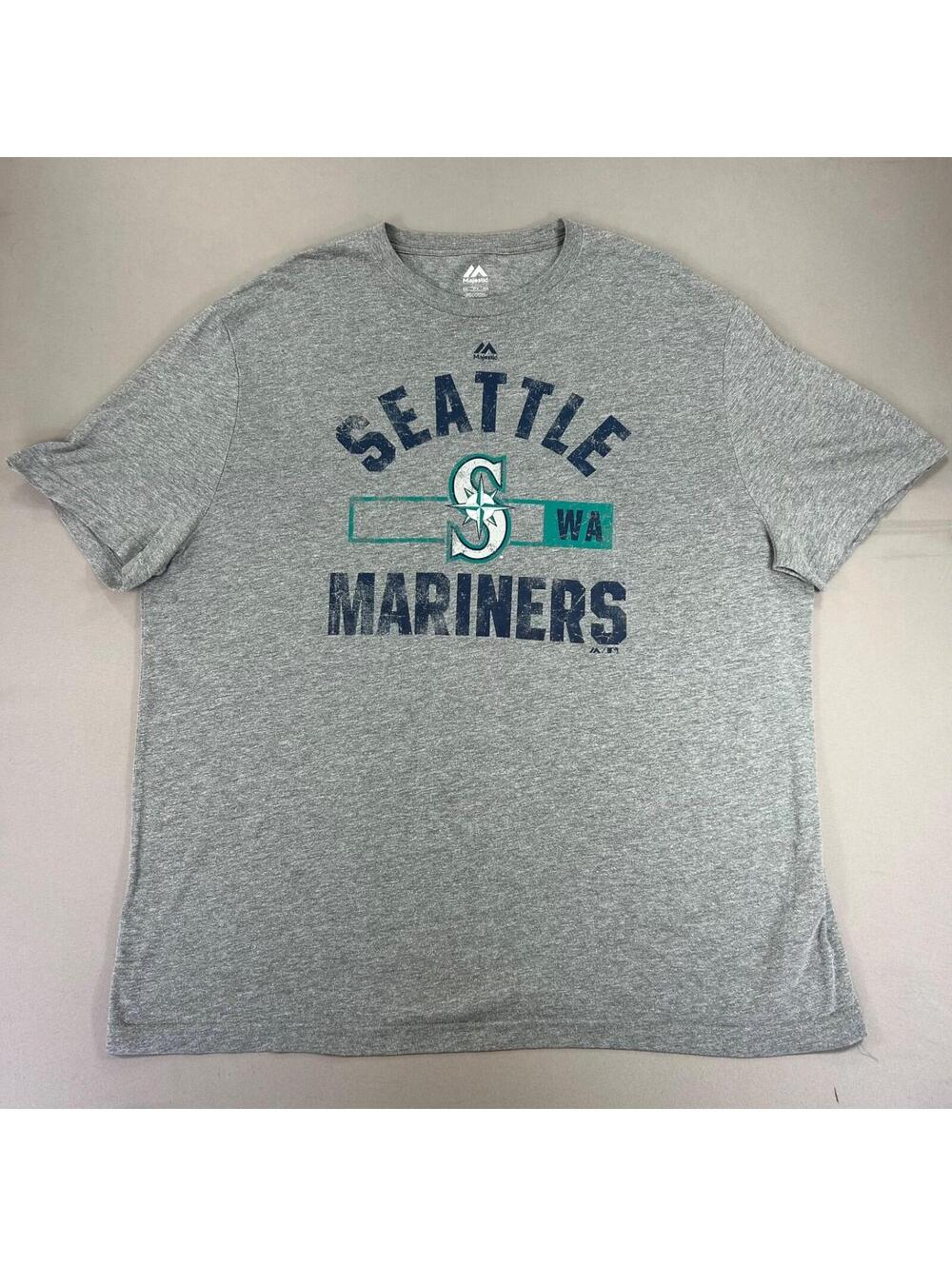 Majestic SEATTLE MARINERS Baseball T-Shirt Men's Size 2XL Gray